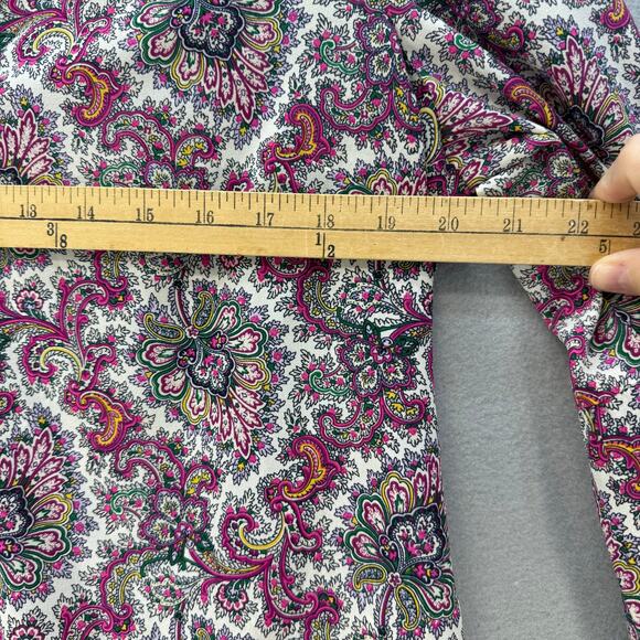 J. Crew Boho Tunic Top Women's L Petite Multicolor Print Long Sleeve V-Neck - Picture 7 of 9